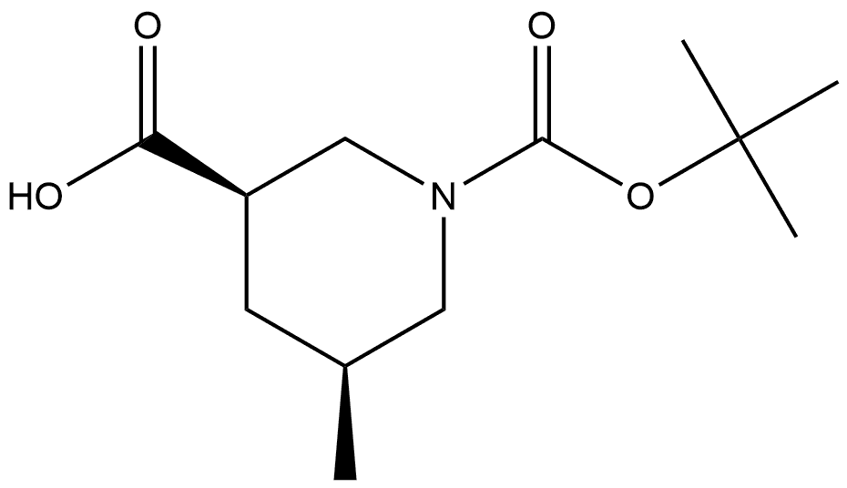 REL-(3R,5S)-1-(叔丁氧羰基)-5-甲基哌啶-3-羧酸 结构式