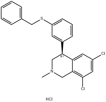 (S)-4-(3-(苄硫基)苯基)-6,8-二氯-2-甲基-1,2,3,4-四氢异喹啉盐酸盐 结构式