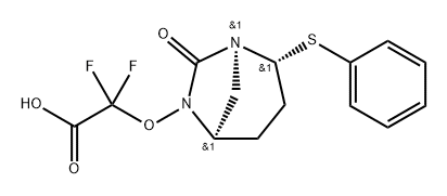 2,2-Difluoro-2-[[(1S,2R,5R)-7-oxo-2-(phenylthio)-1,6-diazabicyclo[3.2.1]oct-6-yl]oxy]acetic acid 结构式