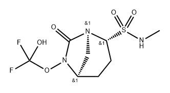 1,6-Diazabicyclo[3.2.1]octane-2-sulfonamide, 6-(difluorohydroxymethoxy)-N-methyl-7-oxo-, (1S,2R,5R)- 结构式