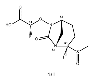 SODIUM (R)-2-FLUORO-2-(((1S,2R,5R)-2-((S)-METHYLSULFINYL)-7-OXO-1,6-DIAZABICYCLO[3.2.1]OCTAN-6-YL)OX 结构式