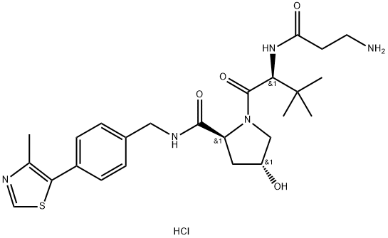 (2S,4R)-1-((S)-2-(3-氨基丙酰氨基)-3,3-二甲基丁酰基)-4-羟基-N-(4-(4-甲基噻唑-5-基)苄基)吡咯烷-2-甲酰胺二盐酸盐 结构式