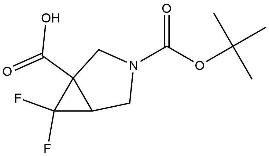 3-BOC-6,6-二氟-3-氮杂双环[3.1.0]己烷-1-甲酸 结构式