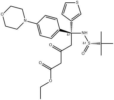 (S)-1-((S)-1,1-二甲基乙基亚磺酰氨基)-5-(4-吗啉代苯基)-3-氧代-5-(噻吩-3-基)戊酸乙酯 结构式