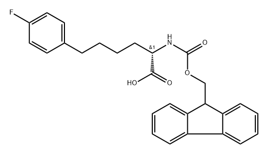 Benzenehexanoic acid, α-[[(9H-fluoren-9-ylmethoxy)carbonyl]amino]-4-fluoro-, (αS)- 结构式