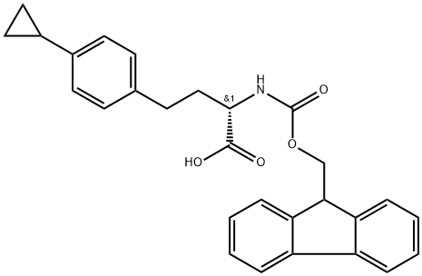 Benzenebutanoic acid, 4-cyclopropyl-α-[[(9H-fluoren-9-ylmethoxy)carbonyl]amino]-, (αS)- 结构式