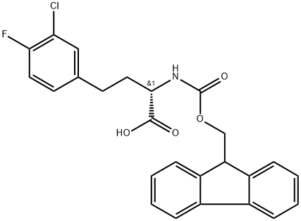 Benzenebutanoic acid, 3-chloro-α-[[(9H-fluoren-9-ylmethoxy)carbonyl]amino]-4-fluoro-, (αS)- 结构式