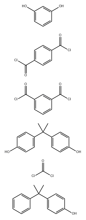 1,3-Benzenedicarbonyl dichloride polymer with 1,4-benzenedicarbonyl dichloride, 1,3-benzenediol, carbonic dichloride and 4,4'-(1-methylethylidene)bisphenol, 4-(1-methyl-1-phenylethyl)phenyl ester 结构式