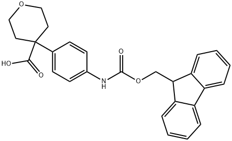 4-(4-Fmoc-amino-phenyl)-tetrahydro-pyran-4-carboxylic acid 结构式