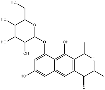 [(1R)-3,4-Dihydro-7,10-dihydroxy-1β,3α-dimethyl-4-oxo-1H-naphtho[2,3-c]pyran-9-yl]β-D-glucopyranoside 结构式