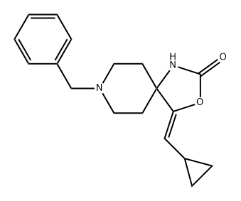 (Z)-8-benzyl-4-(cyclopropylmethylene)-3-oxa-1,8-diazaspiro[4,.5]decan-2-one 结构式