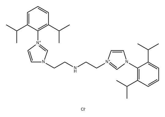 1-(2,6-二异丙基苯基)-3-(2-((2-(3-(2,6-二异丙基苯基)-1H-咪唑-3-鎓-1-基)乙基)氨基)乙基)-1H-吡啶-3-氯化铵 结构式