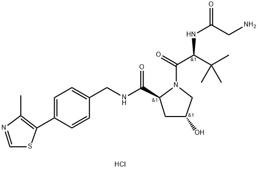 (2S,4R)-1-((S)-2-(2-氨基乙酰胺基)-3,3-二甲基丁酰基)-4-羟基-N-(4-(4-甲基噻唑-5-基)苄基)吡咯烷-2-甲酰胺盐酸盐 结构式