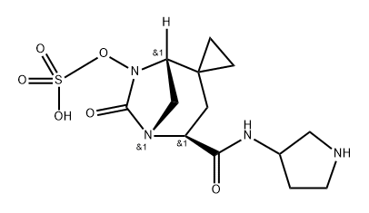 (1R,4S)-6-OXO-4-(PYRROLIDIN-3-YLAMINOFORMYL)-5,7-DIAZASPIRO[BICYCLO[3.2.1]OCTANE-2,1'-CYCLOPROPANE]- 结构式