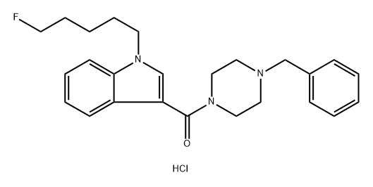 Methanone, [1-(5-fluoropentyl)-1H-indol-3-yl][4-(phenylmethyl)-1-piperazinyl]-, hydrochloride (1:1) 结构式