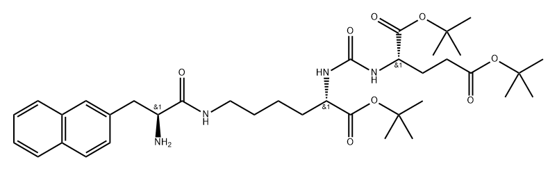 二叔丁基(((S)-6-((S)-2-氨基-3-(萘-2基)丙胺基)-1-(叔丁氧基)-1-氧代己烷-2-基)氨甲酰)-L-谷氨酸酯 结构式