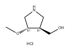 ((3S,4S)-4-甲氧基吡咯烷-3-基)甲醇盐酸盐 结构式