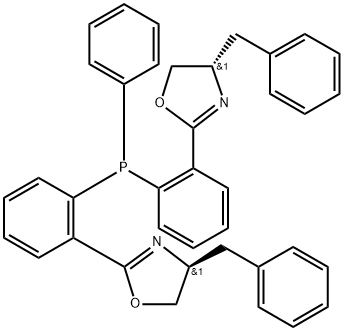 (4S,4'S)-2,2'-((苯基膦二基)双(2,1-亚苯基))双(4-苄基-4,5-二氢恶唑) 结构式