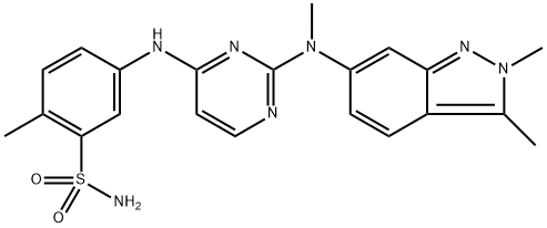 Benzenesulfonamide, 5-[[2-[(2,3-dimethyl-2H-indazol-6-yl)methylamino]-4-pyrimidinyl]amino]-2-methyl- 结构式