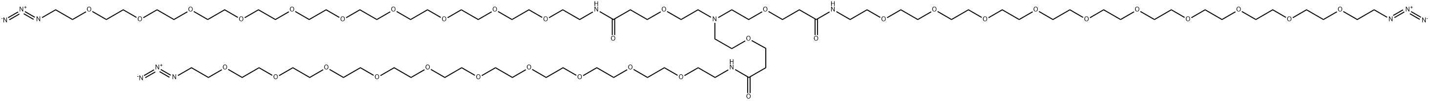 4,10,17,20,23,26,29,32,35,38,41,44-Docosaoxa-7,14-diazahexatetracontanamide, 46-azido-N-(32-azido-3,6,9,12,15,18,21,24,27,30-decaoxadotriacont-1-yl)-7-(39-azido-6-oxo-3,10,13,16,19,22,25,28,31,34,37-undecaoxa-7-azanonatriacont-1-yl)-13-oxo- 结构式