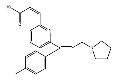 (Z)-3-(6-((Z)-3-(Pyrrolidin-1-yl)-1-(p-tolyl)prop-1-en-1-yl)pyridin-2-yl)acrylic Acid 结构式