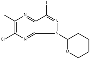 6-氯-3-碘-5-甲基-1-(四氢-2H-吡喃-2-基)-1H-吡唑并[3,4-B]吡嗪 结构式