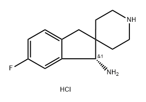 (S)-6-氟-1,3-二氢螺[茚-2,4'-哌啶]-1-胺盐酸盐 结构式