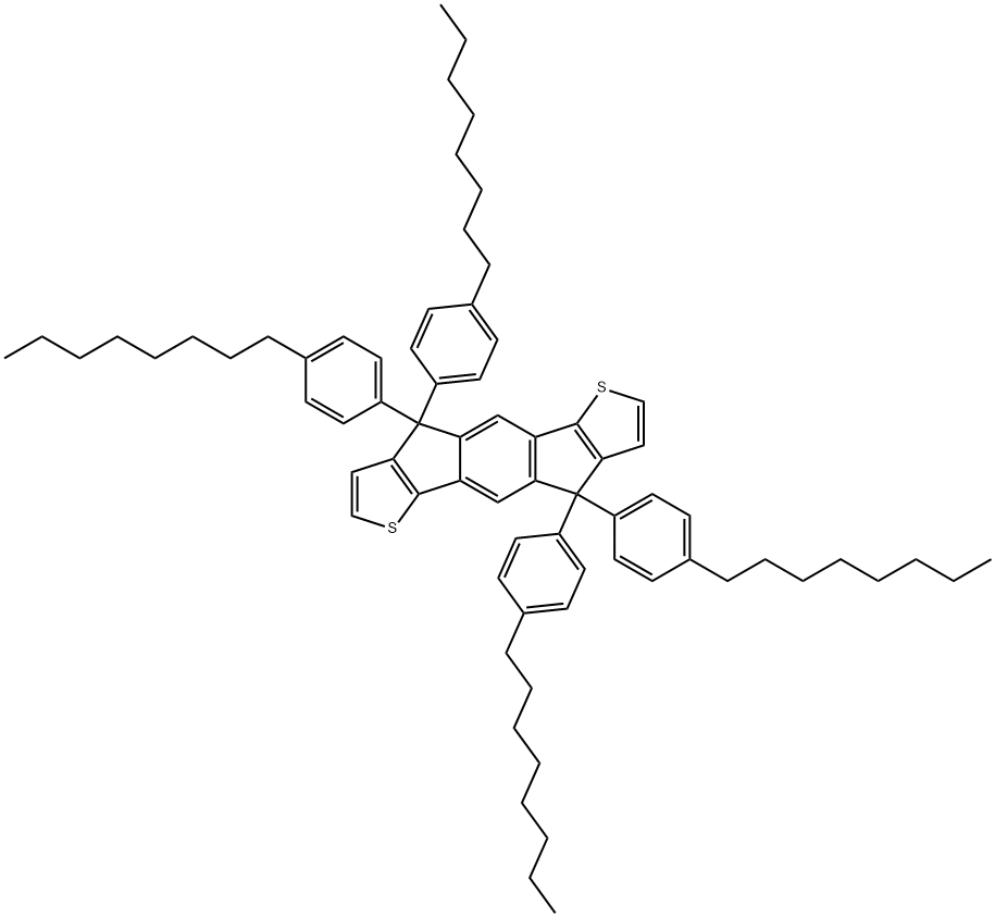 4,4,9,9-四(4-辛基苯基)-4,9-二氢-S-茚并[1,2-B:5,6-B']二噻吩 结构式