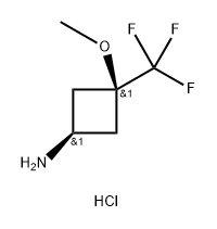 Cyclobutanamine, 3-methoxy-3-(trifluoromethyl)-, hydrochloride (1:1), cis- 结构式