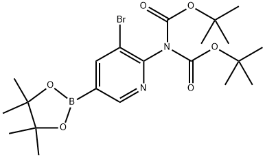 2-(二-BOC-氨基)-3-溴-吡啶-5-硼酸频哪醇酯 结构式