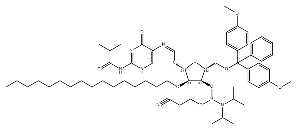 DMTR-2'-O-C16-RG(IBU)-3'-CE-PHOSPHORAMIDITE 结构式