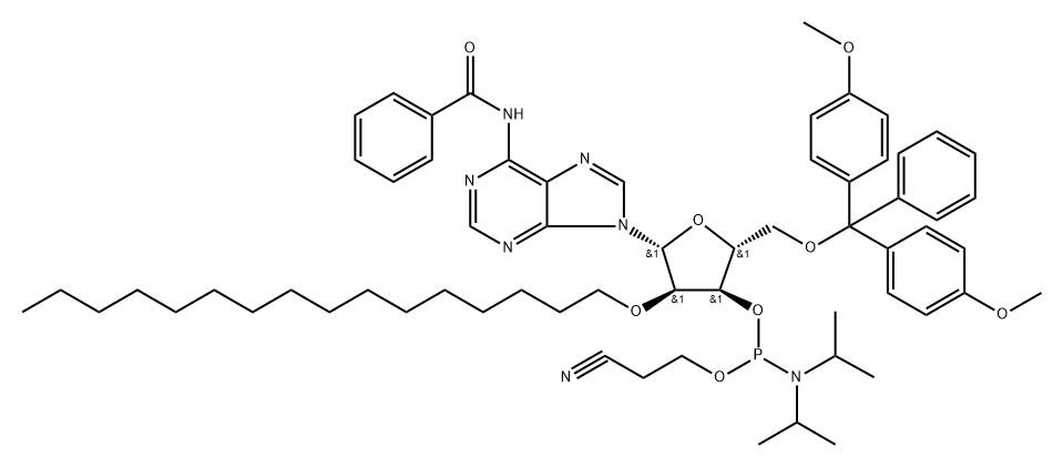 DMTR-2'-O-C16-RA(BZ)-3'-CE -PHOSPHORAMIDITE 结构式