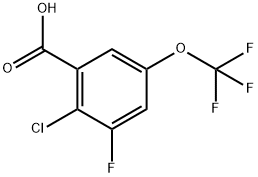 2-Chloro-3-fluoro-5-(trifluoromethoxy)benzoic acid 结构式