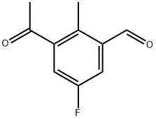 3-acetyl-5-fluoro-2-methylbenzaldehyde 结构式