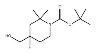 tert-butyl 4-fluoro-4-(hydroxymethyl)-2,2-dimethyl-piperidine-1-carboxylate 结构式