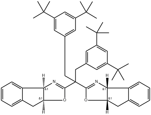 (3AR,3A'R,8AS,8A'S)-2,2'-(1,3-双(3,5-二叔丁基苯基)丙烷-2,2-二基)双(3A,8A-二氢-8H-茚并[1,2-D]恶唑) 结构式