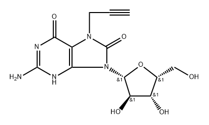 7-Propargyl-7,8-dihydro-8-oxo-9-(beta-D-xylofuranosyl)guanine 结构式