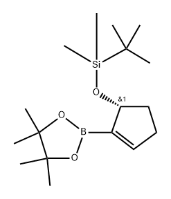 (R)-叔丁基二甲基((2-(4,4,5,5-四甲基-1,3,2-二氧硼杂环戊烷-2-基)环戊-2-烯-1-基)氧基)硅烷 结构式