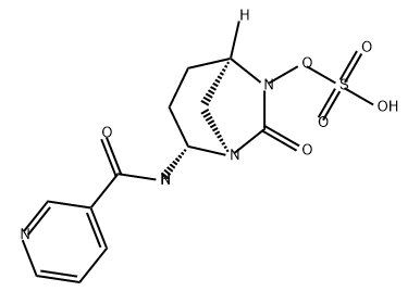 (1R,2S,5R)-2-(nicotinamido)-7-oxo-1,6-diazabicyclo[3.2.1]octan-6-yl hydrogen sulfate 结构式