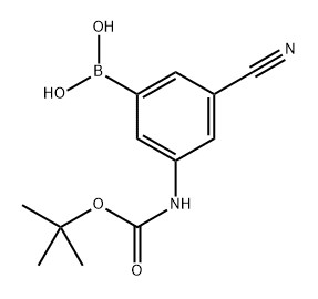 (3-((叔丁氧基羰基)氨基)-5-氰基苯基)硼酸 结构式