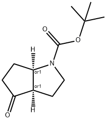 rel-1,1-Dimethylethyl (3aR,6aR)-hexahydro-4-oxocyclopenta[b]pyrrole-1(2H)-carboxylate 结构式