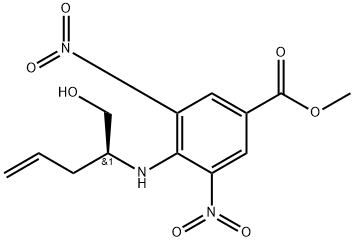 4-(1-Hydroxymethyl-but-3-enylamino)-3,5-dinitro-benzoic acid methyl ester 结构式