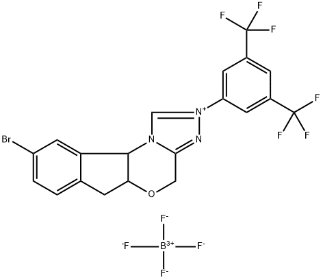 2-(3,5-双(三氟甲基)苯基)-9-溴-4,5A,6,10B-四氢茚并[2,1-B][1,2,4]三唑并[4,3-D][1,4]恶嗪-2-鎓四氟硼酸盐 结构式