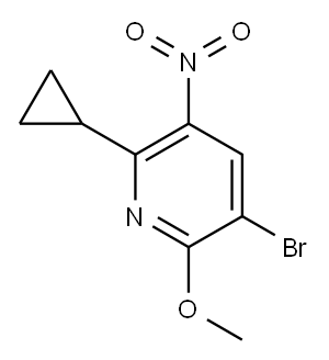3-bromo-6-cyclopropyl-2-methoxy-5-nitropyridine 结构式