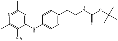 4-(3-氨基-2,6-二甲基4-吡啶基)氨基-N-叔丁氧羰基苯乙胺 结构式