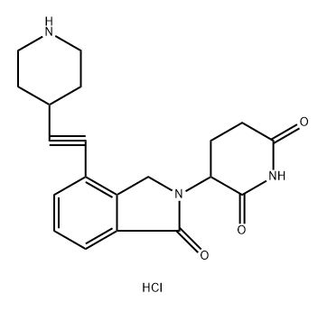 3-(1-氧代-4-(哌啶-4-基乙炔基)异吲哚啉-2-基)哌啶-2,6-二酮盐酸盐 结构式