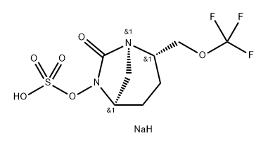 sodium (2S,5R)-7-oxo-2-[(trifluoromethoxy)methyl]-1,6-diazabicyclo[3.2.1]octan-6-yl sulfate 结构式