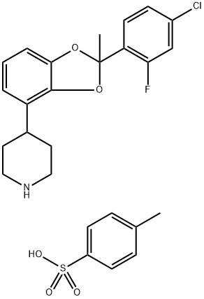 Piperidine, 4-[2-(4-chloro-2-fluorophenyl)-2-methyl-1,3-benzodioxol-4-yl]-, 4-methylbenzenesulfonate (1:1) 结构式