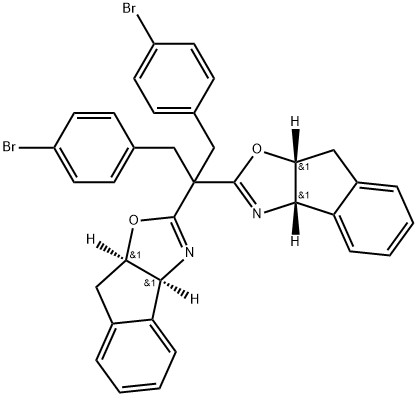 (3AS,3A'S,8AR,8A'R)-2,2'-(1,3-双(4-溴苯基)丙烷-2,2-二基)双(3A,8A-二氢-8H-茚并[1,2-D]恶唑) 结构式