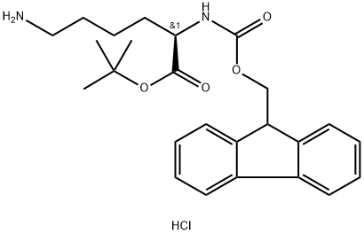 (R)-2-((((9H-芴-9-基)甲氧基)羰基)氨基)-6-氨基己酸叔丁酯盐酸盐 结构式